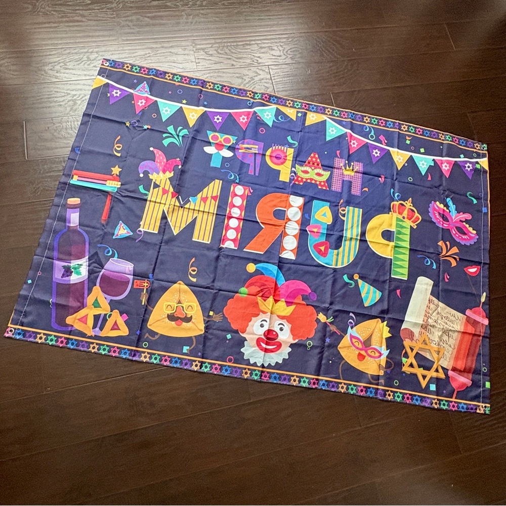 Happy Purim Carvial Flag Party Banner